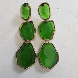 NWOT Fashion Couture Green Chunky Earrings 4 Inches
